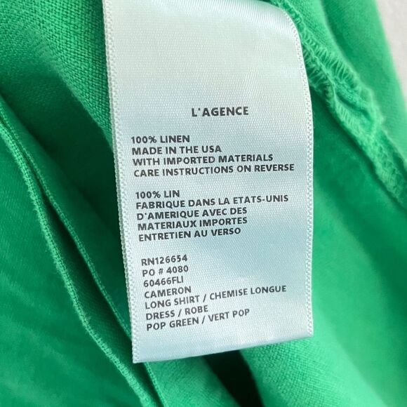 L'agence Cameron Green Belted Linen Long Shirt Dress Medium - Picture 15 of 15